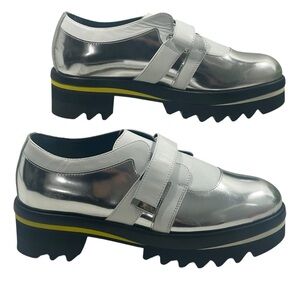 NIB iRi NYC DAAN Silver Leather Loafer‎ Size EU 41 Women’s 11 Platform Shoes